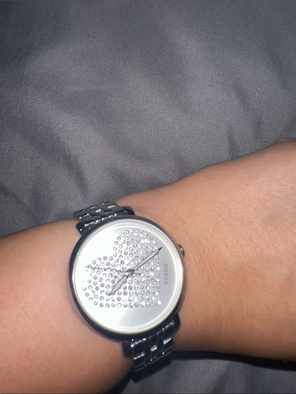 Fossil Silver Crystal Heart Dial Women's Bracelet Watch - Picture 3 of 3